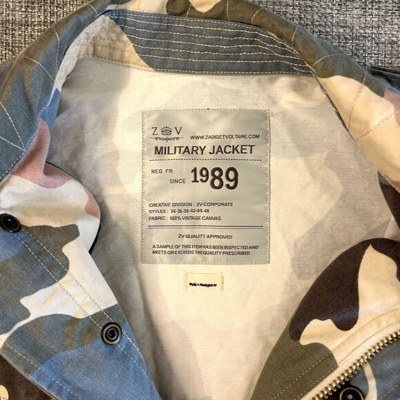 NWOT Zadig & Voltaire Kayak Pastel Camo Military Jacket Camouflage‎ Canvas Small - Picture 6 of 14